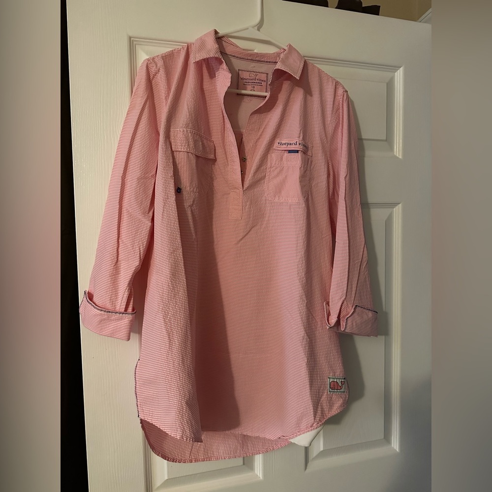 Vineyard Vines Performance Seersucker Harbor Cover Up Shirt